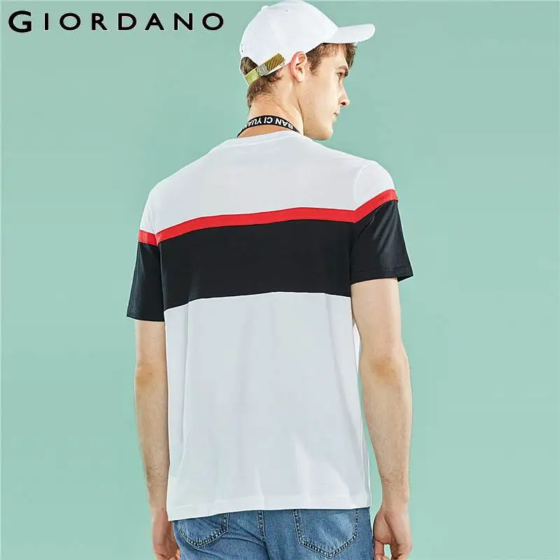 Giordano мужская футболка с короткими рукавами из натурального хлопка выполнена в