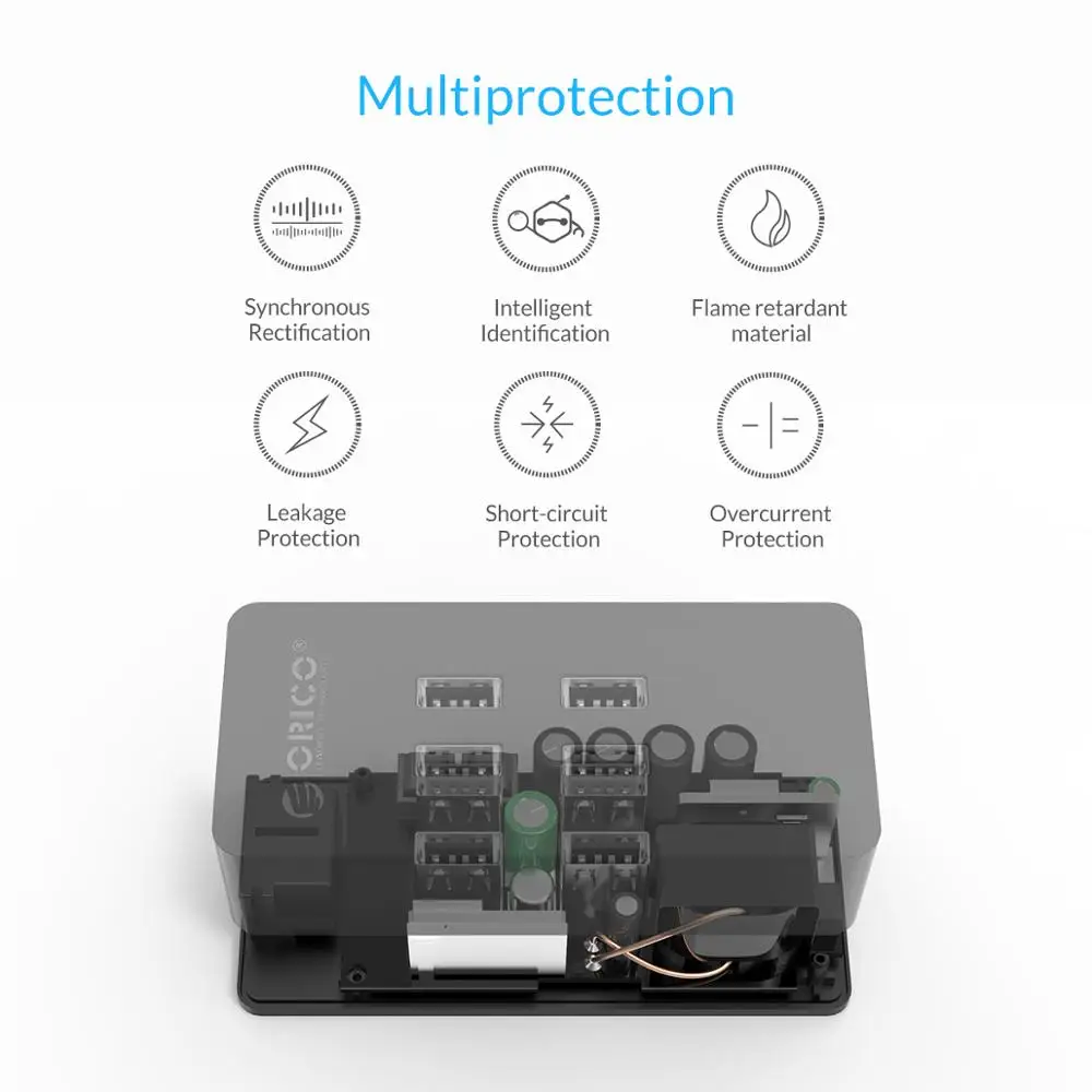 USB зарядное устройство ORICO с 4 портами 5V2.4A мобильный телефон быстрая зарядка