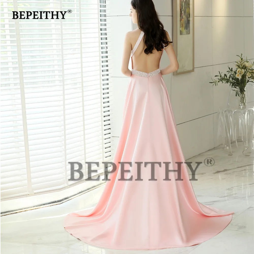 BEPEITHY/длинное вечернее платье с лямкой на шее и поясом со стразами Vestido De Festa