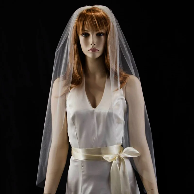 36 &quotдлина пальца свадебная вуаль с простой кромкой белая слоновая кость гребнем