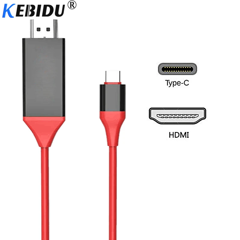 Kebidu 4K штекер 2 м USB 3 1 30 Гц HD удлинитель HDTV C Type в HDMI совместимый кабель для Macbook Samsung S8