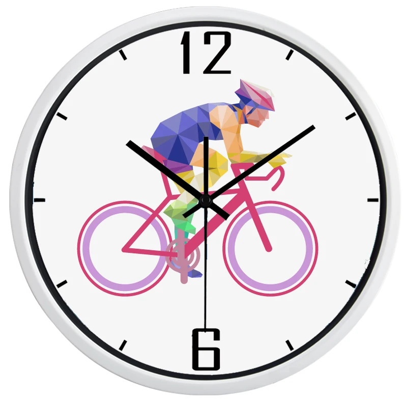 Велосипедисты Спорт Новый немой бренд дизайн настенные часы прочный круг