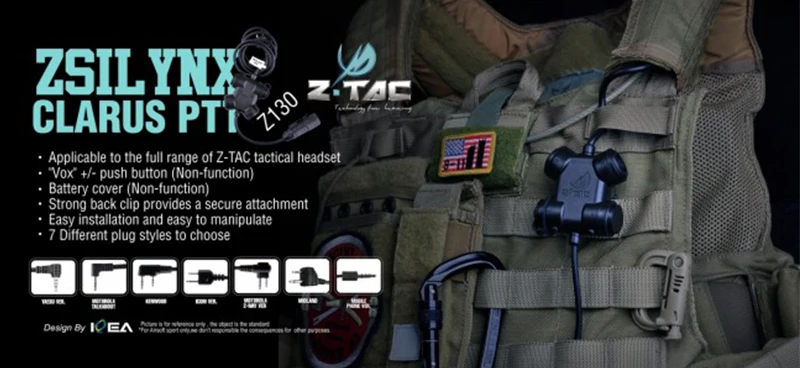 Элемент Z-TAC Zsilynx Кларус Ptt рация гарнитура кнопка запуска переключатель Z130