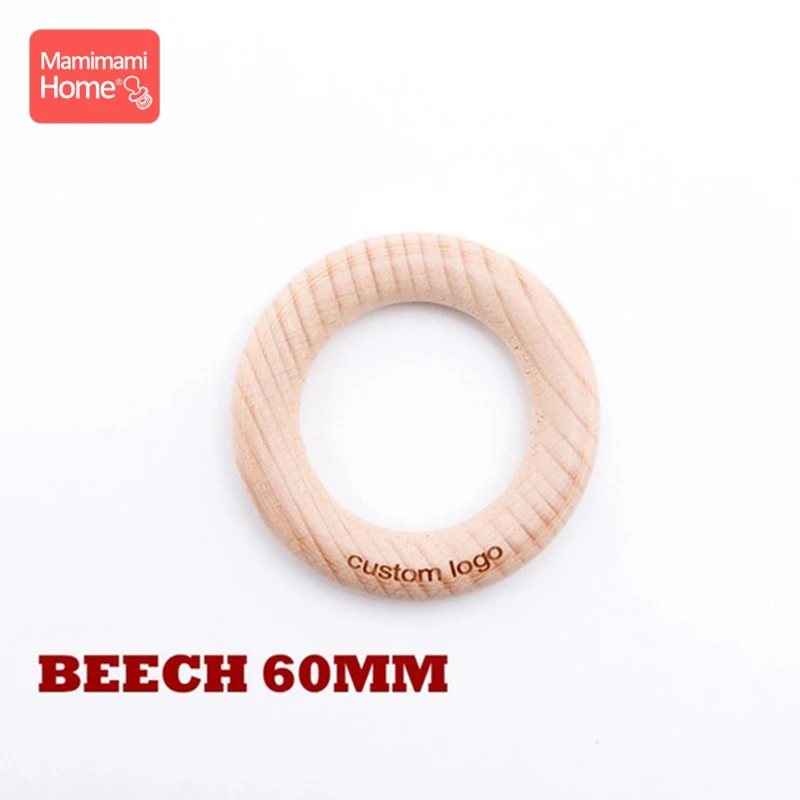 Beech60mm Mamihome 50 шт., деревянное кольцо с логотипом, детский прорезыватель, без БФА, буковое кольцо, игрушки для прорезывания зубов, сделай сам, браслеты для кормления, подарки, жевательные Грызуны - Цвет: Beech60mm