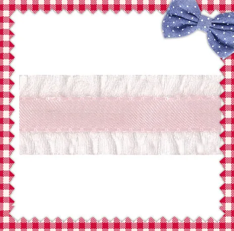 1 дюйм (25 мм) сетчатые кружевные ленты с отделкой жемчужно-розовая лента