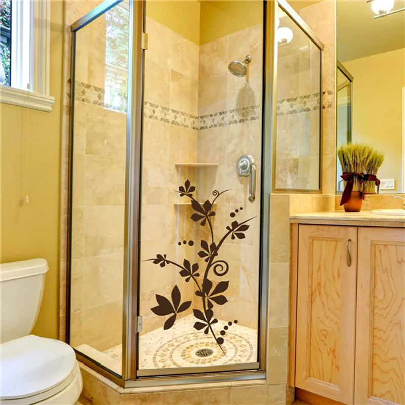 Виниловые настенные наклейки с цветочным узором для ванной комнаты Настенные