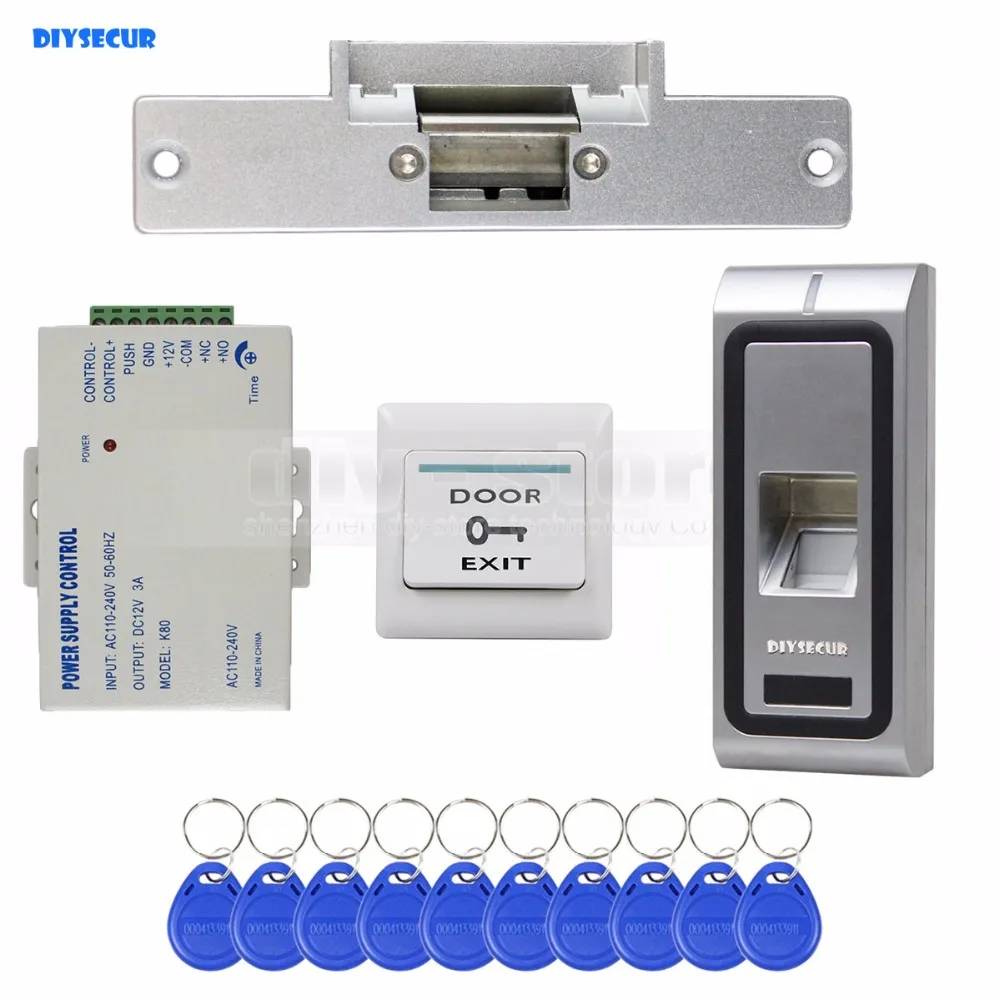 DIYSECUR Fingerprint 125KHz RFID ID Card Reader Door Access Control System Kit + Electric Strike Lock | Безопасность и защита