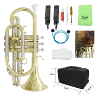 professional bb flat cornet brass instrument with carrying case gloves cleaning cloth brushes