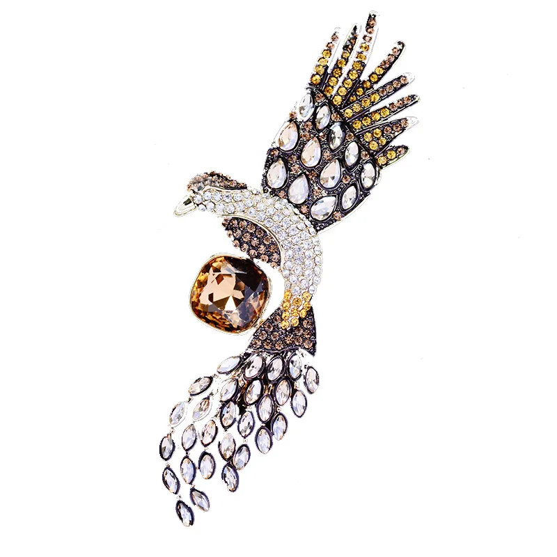 Новая популярная Винтажная брошь с орлом из фианита Мужская аксессуар R04283|Броши|