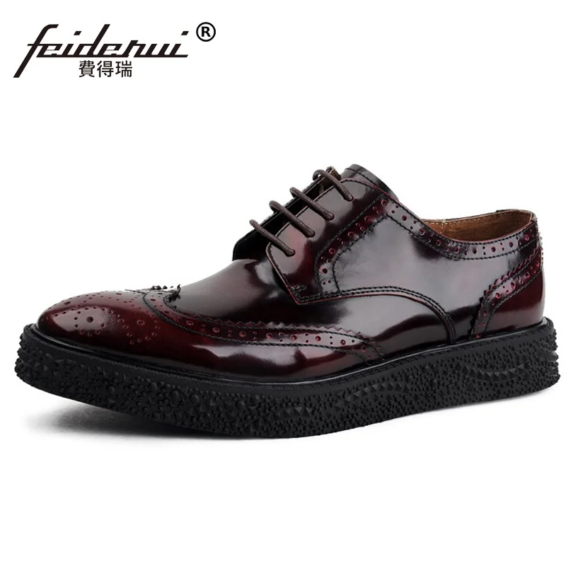 Мужские Винтажные Туфли оксфорды на плоской платформе из лакированной кожи|oxford