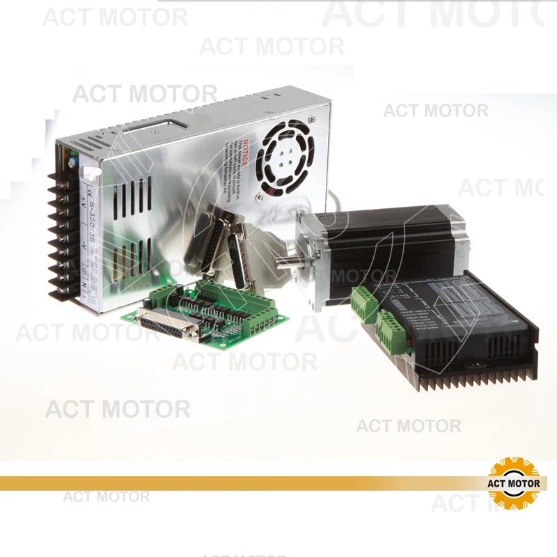 

Одновальный шаговый электродвигатель Nema23 ACT Motor 23HS2430 425oz-in 3A 4 полюса + Драйвер DM542 128 микро медицинская лазерная мельница