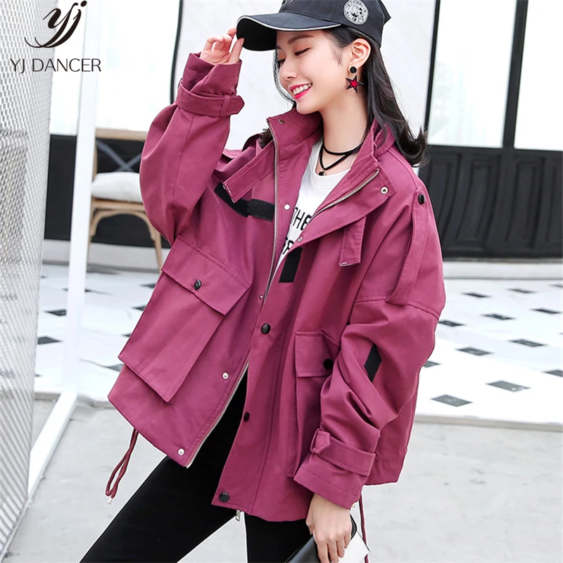 Женская короткая ветровка модная новинка весна осень 2019 рубашка большого