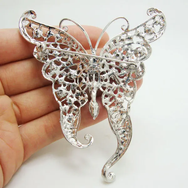 Винтажная фиолетовая бабочка насекомое посеребренное покрытие брошь со