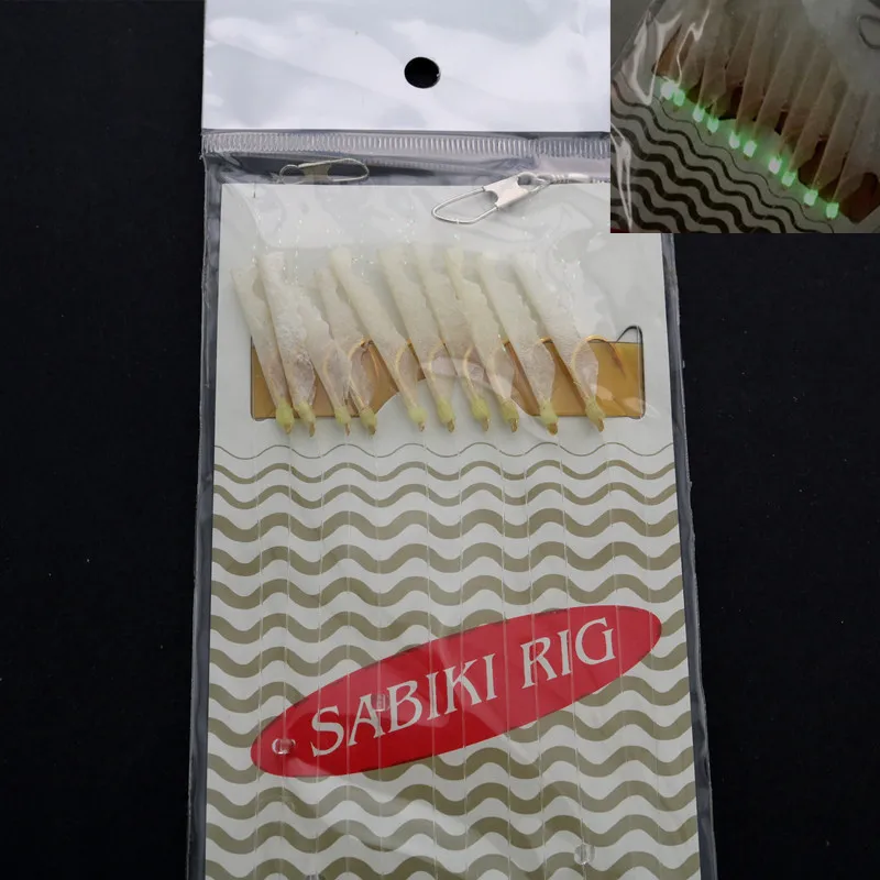 50 шт. Sabiki Рыбалка приманки установок нейлон приманкой с крючками световой голова