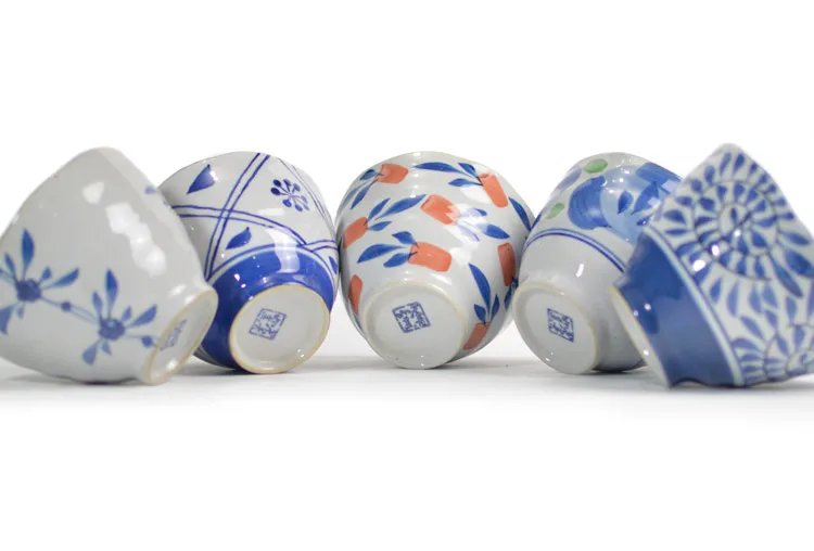 Керамическая чаша ретро ручная роспись посуда подглазурь Китай сине белая