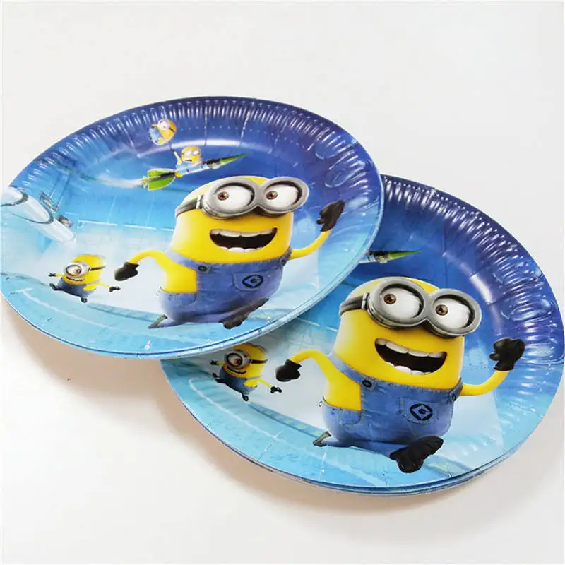 Plates7 10pcs Принадлежности для вечеринки с миньонами, столовая посуда, скатерть, чашки, соломенные, для детей, для дня рождения, украшения, сувениры, подарки, enfant, юбилей - Цвет: Plates7 10pcs