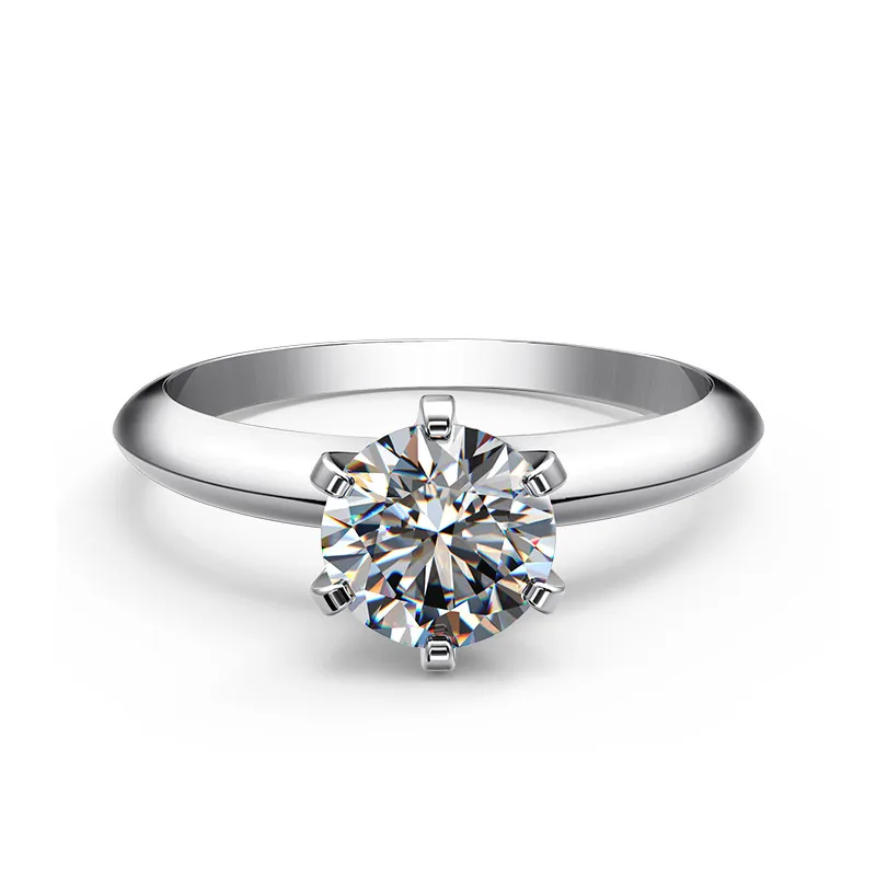 

Wholesale 1Ct Moissanite Diamond Carbon Test Positive Solid White Gold Engagement Solitaire Ring Brand Women Jewelry Bridal