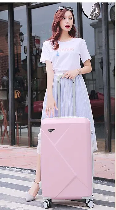 pink LeTrend чемодан на колёсиках Spinner студентов пароль чемодан колеса 20 дюймов Корейская версия носить на колесиках дорожная сумка багажник - Цвет: pink
