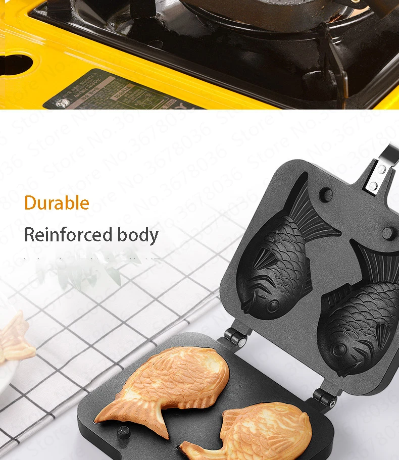 LK949 Taiyaki двойной в форме рыбы горячий десерт вафельница сковорода японский блинчик Двойной Сковорода Из Нержавеющей Стали Frypan