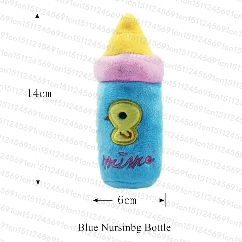 Blue Nursing Bottle 1 шт. плюшевая пищащая игрушка для собак, щенков, жевательных тренировок, звучащих домашних животных, игрушки из флиса для разделывания свиньи, утки, бутылочки для кормления, доступные виды, Прямая поставка - Цвет: Blue Nursing Bottle