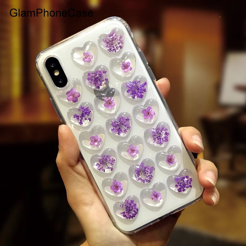 GlamPhoneCase Милые 3D наклейки на ногти сердечки чехол для телефона iphone 7 8 6 6S Plus X
