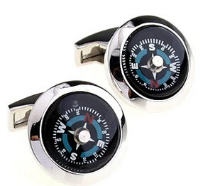 

New Design Factory Price Retail Men's Cufflinks Copper Material Blue Colour Compass Design Enamel Cuff Links Free Shipping