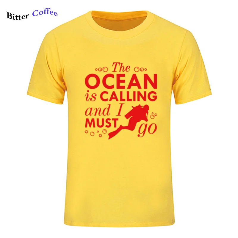 Мужская футболка с коротким рукавом Humor The Ocean Is call and I Must Go забавная аквалангом