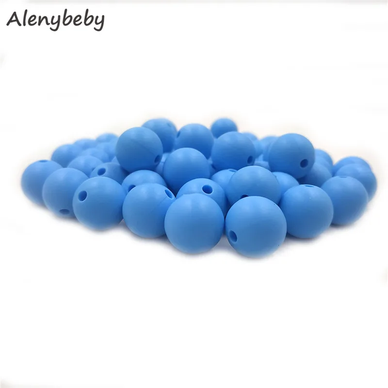 Cornflower blue 100 шт Силиконовые Круглые бусины 12 мм экологически чистый сенсорный детский аксессуар для прорезывания зубов пищевой мамы кормящих DIY Ювелирные изделия Детские трофеи - Цвет: Cornflower blue