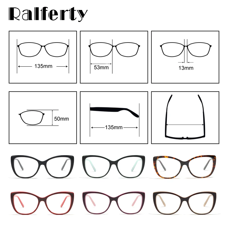 Ralferty, роскошные очки для глаз, для женщин, кошачий глаз, оправа, очки TR90, прозрачные линзы, с пружинными ножками, оптические очки F93331