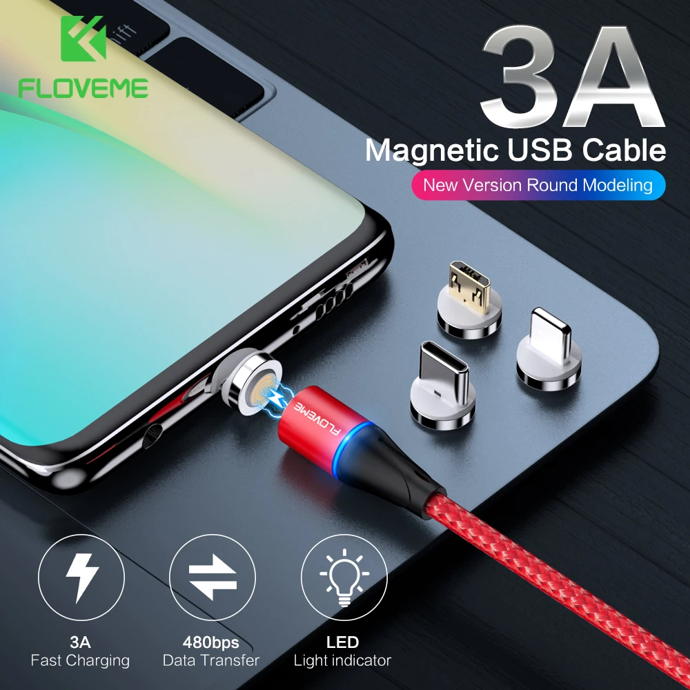 Магнитный USB-кабель FLOVEME кабель для быстрой зарядки USB Type-C магнитное зарядное