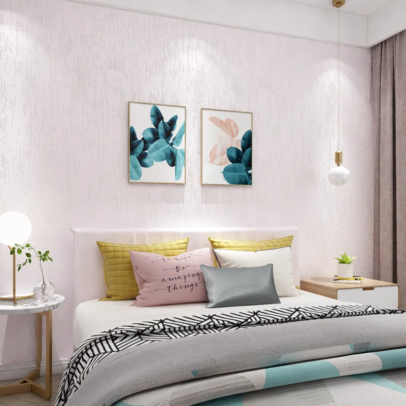 Современные Простые однотонные обои Розовый Синий Желтый 3d рельефные нетканые