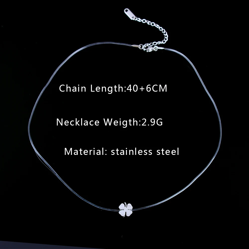 SHE WEIER stainless steel chocker necklaces &amp pendants neckless invisible chain necklace women heart infinity cross | Украшения и