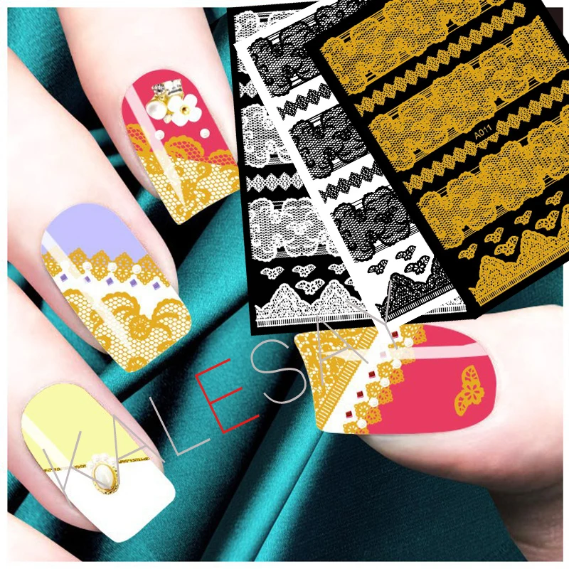 3D кружевная наклейка для ногтей самоклеящаяся черная маникюра аксессуары