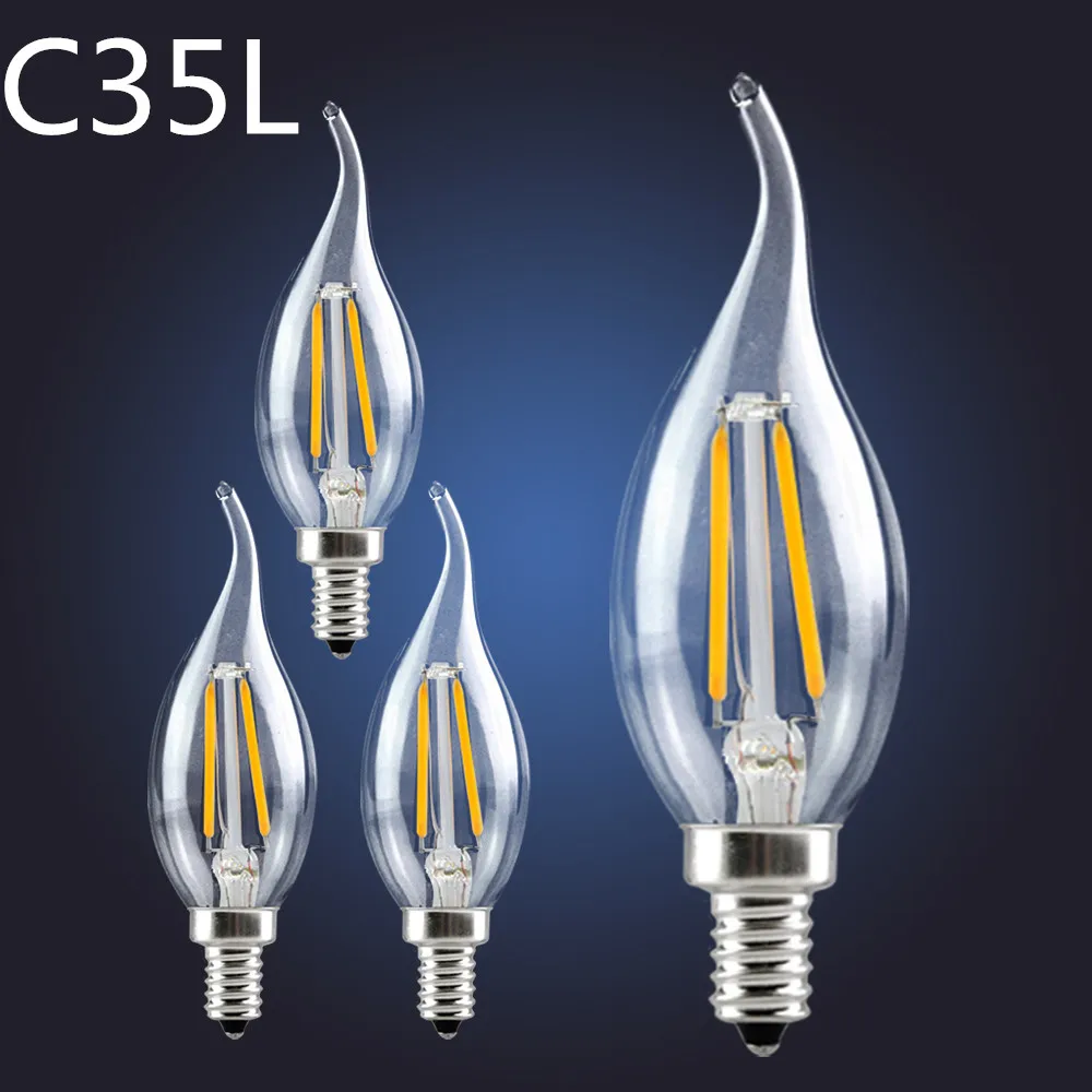 Светодиодсветильник лампа накаливания E14 со стеклянным корпусом 220 В 110 120 2 Вт 4 6