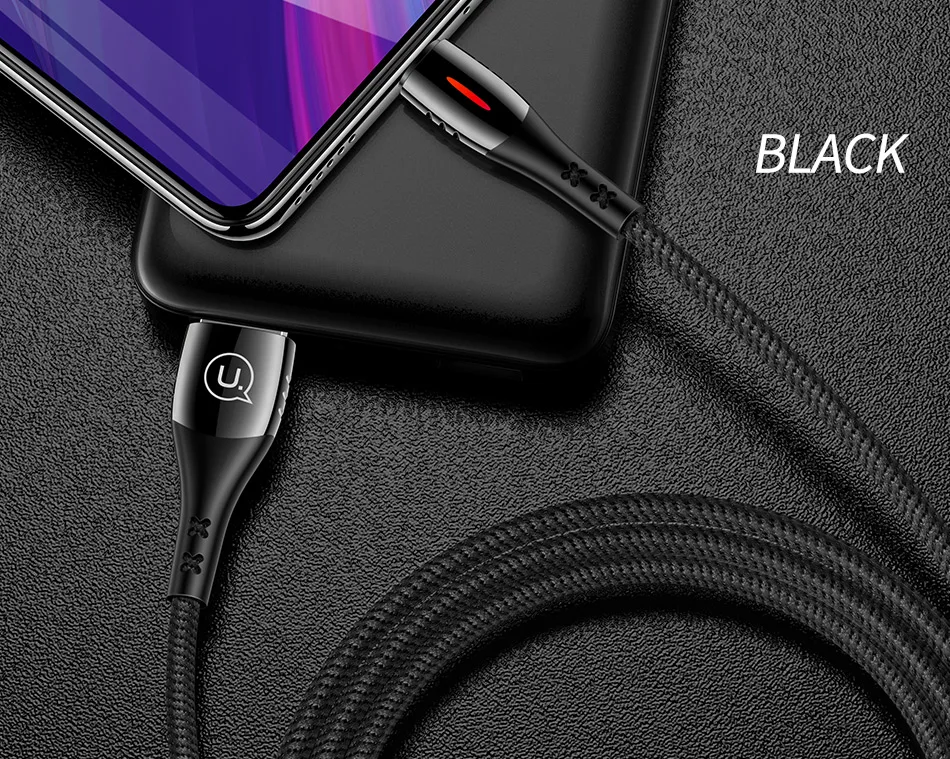 USAMS Micro USB кабель интеллектуальное отключение питания QC3.0 Быстрая Зарядка Кабель Microusb для Android Зарядка шнур данных для samsung Xiaomi