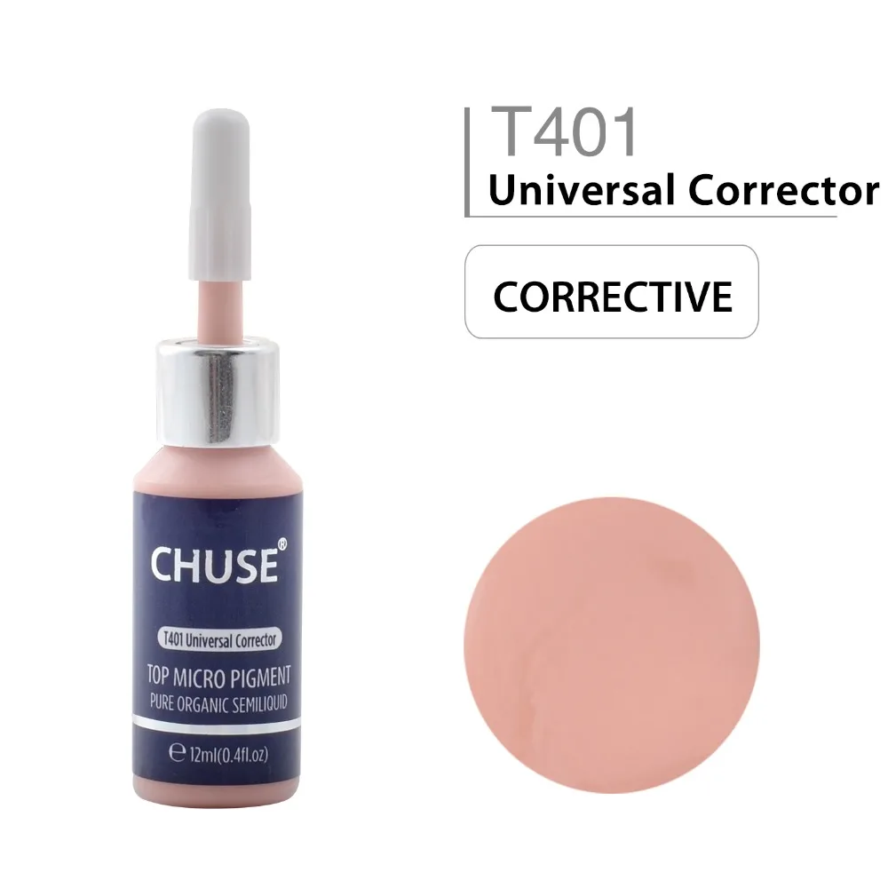 CHUSE, универсальный корректор, T401, Перманентный макияж, чернила для губ, тату, набор чернил для бровей, микроблейдинг, пигмент, профессиональный, 12 мл, 0,4 унций