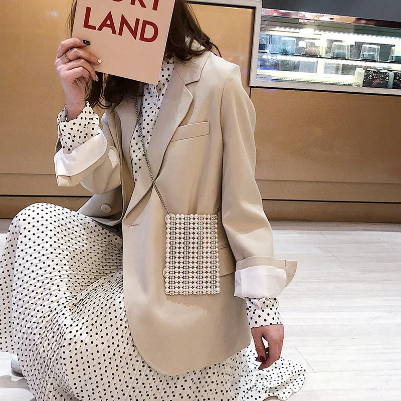 2019 новая сумка с жемчугом на плечо округлая женская сумочка цепочке модные в