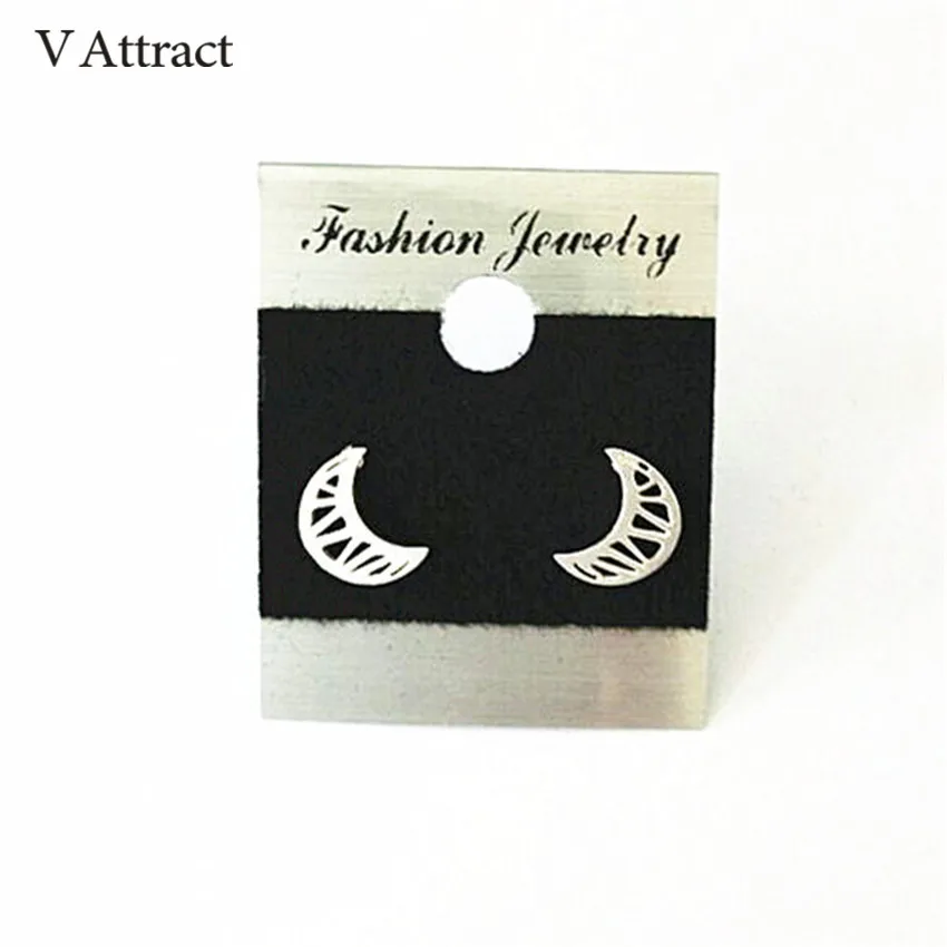 V привлечь Нержавеющая сталь Pendientes Mujer Moda розовое золото Цвет Bijoux полумесяц Серьги-гвоздики Для женщин