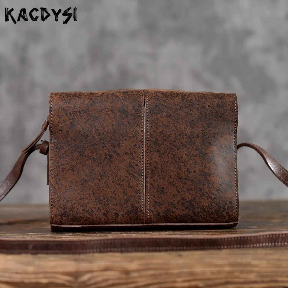 Original Handmade Genuine Leather Small Men Shoulder Bag Retro Messenger Cow Casual Man Male Crossbody Sling |