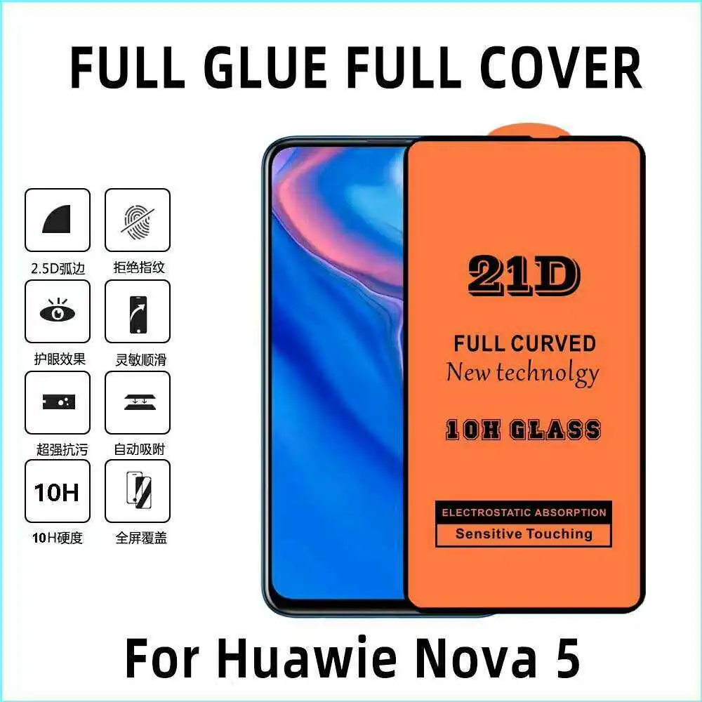 5Pcs 21D Full Glue Tempered Glass Screen Film For Huawei P30 Pro P20 Lite 2019 Nova 5i 5 | Мобильные телефоны и
