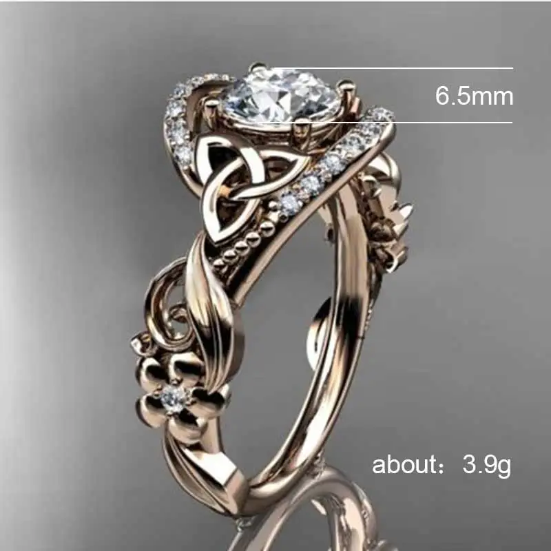 

HUITAN Wedding Engagement Ring For Women Offically Proposal Flower Leaf Ring High Quality Wedding Bands With Unique Design