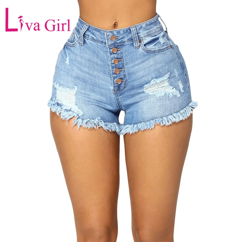 Летние женские джинсовые шорты LIVA GIRL с завышенной талией 2019 модные горячие