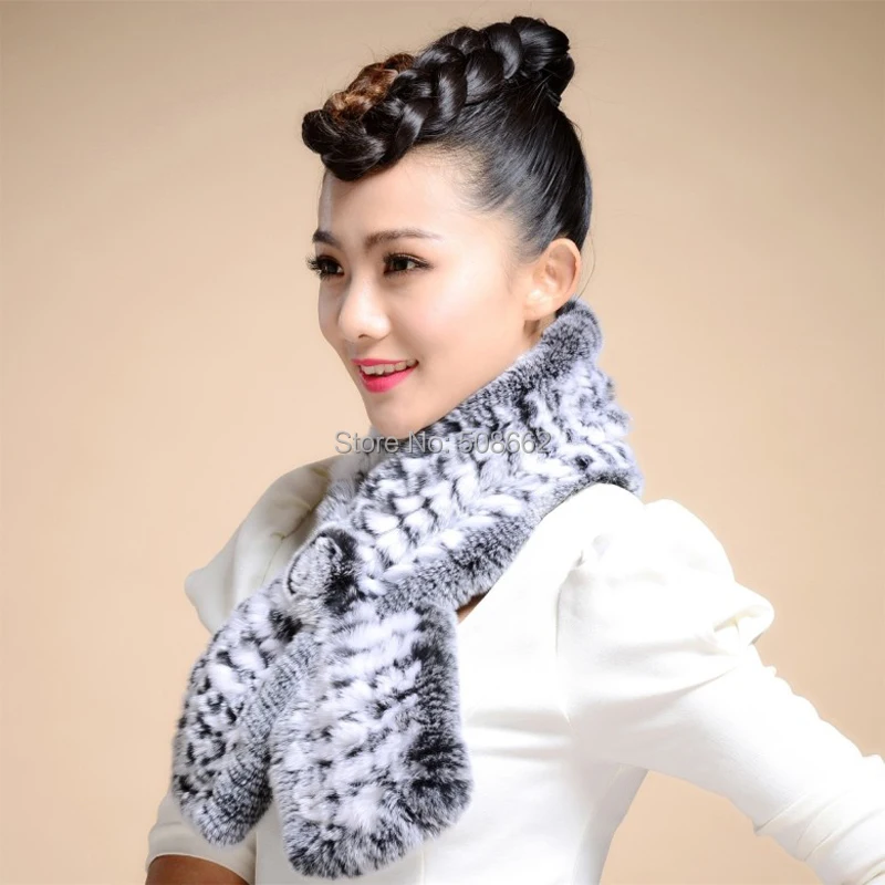 Настоящий мех кролика шарф накидка шаль шейный утеплитель Классический женский