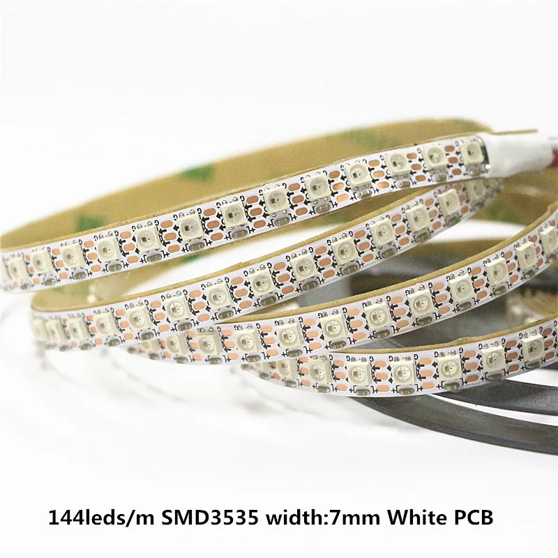 WS2812B WS2812 узкий светодиодный пиксельный светильник SK6812 SMD 5050 3535 светодиодный цифровой светильник 4 мм 5 мм 7 мм ширина полноцветная лампа DC5V - Испускаемый цвет: 144leds 7mm White
