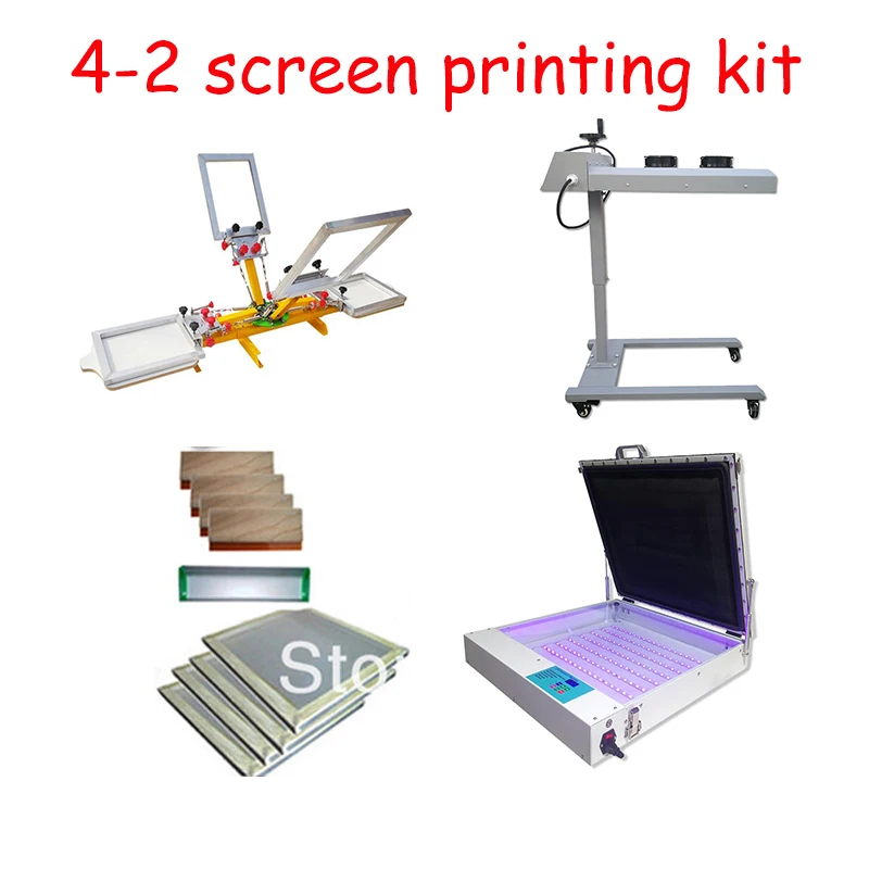 

Бесплатная доставка, 4 цвета, набор для трафаретной печати, сушилка для вспышки, вакуумный УФ-скребок для экспозиции