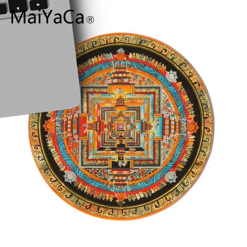 20X20 CM MaiYaCa индийская Мандала с символом Ом в центре офисных мышей геймерский круглый коврик для мыши Комфортный коврик для мыши игровой коврик для мыши - Цвет: 20X20 CM