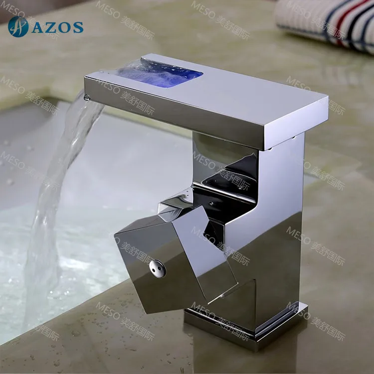 Смесители для раковины в ванную комнату светодиодный светильник хромированный