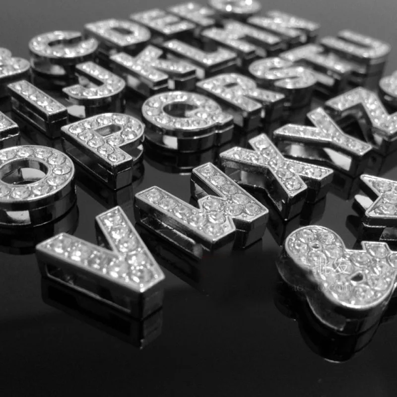 8MM &quotN-Z &quot (10 pieces/lot) Full Rhinestone Slide Letters Charms Fit DIY Wristband &amp Bracelet | Украшения и аксессуары