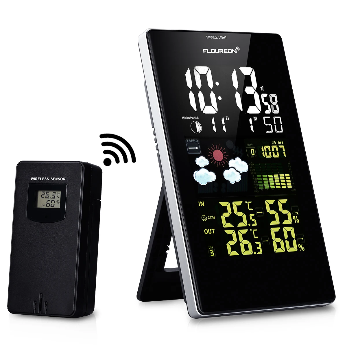 Floureon Беспроводная Цветовая Погодная станция с In/наружная температура влажность