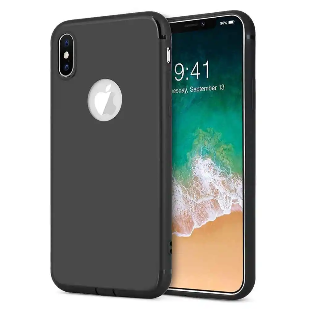 Тонкий чехол для iphone X XS MAX прозрачный черный из ТПУ с логотипом силиконовый 6 6s 8 7